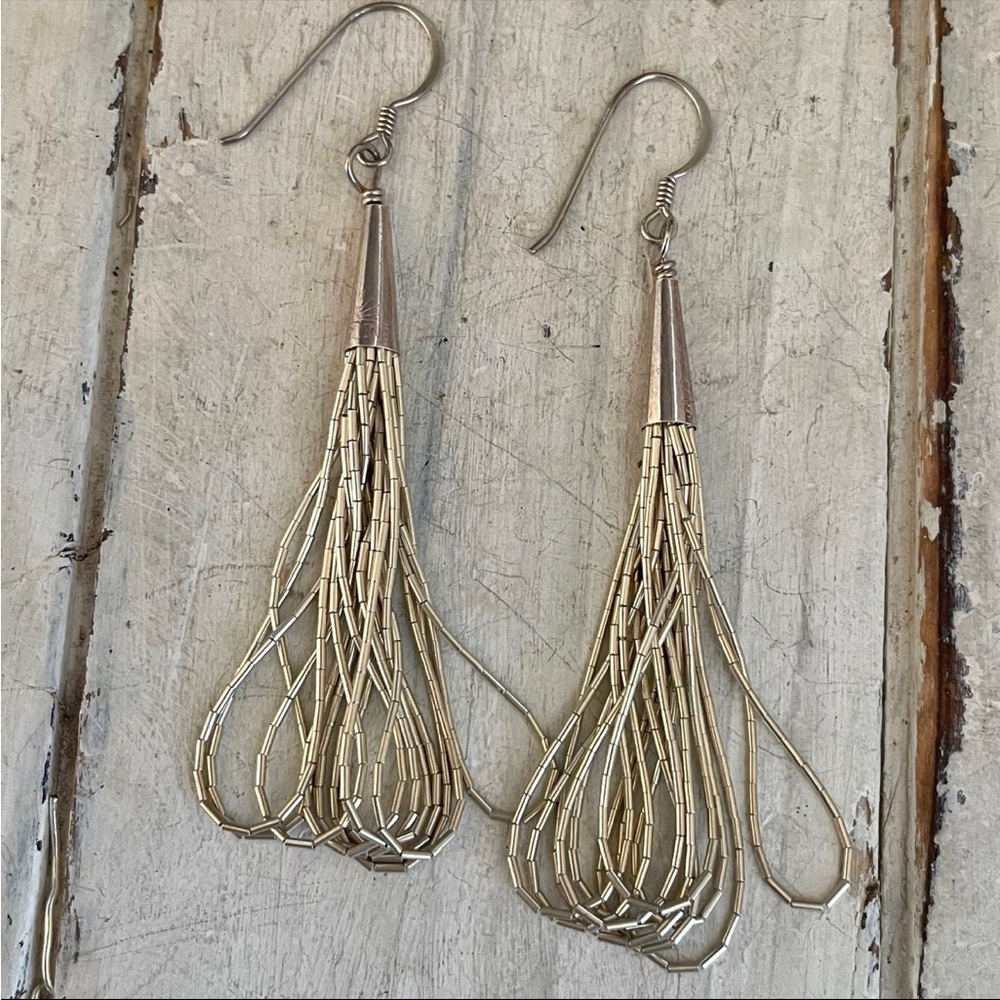 Vintage liquid sterling Navajo multi strand earrings